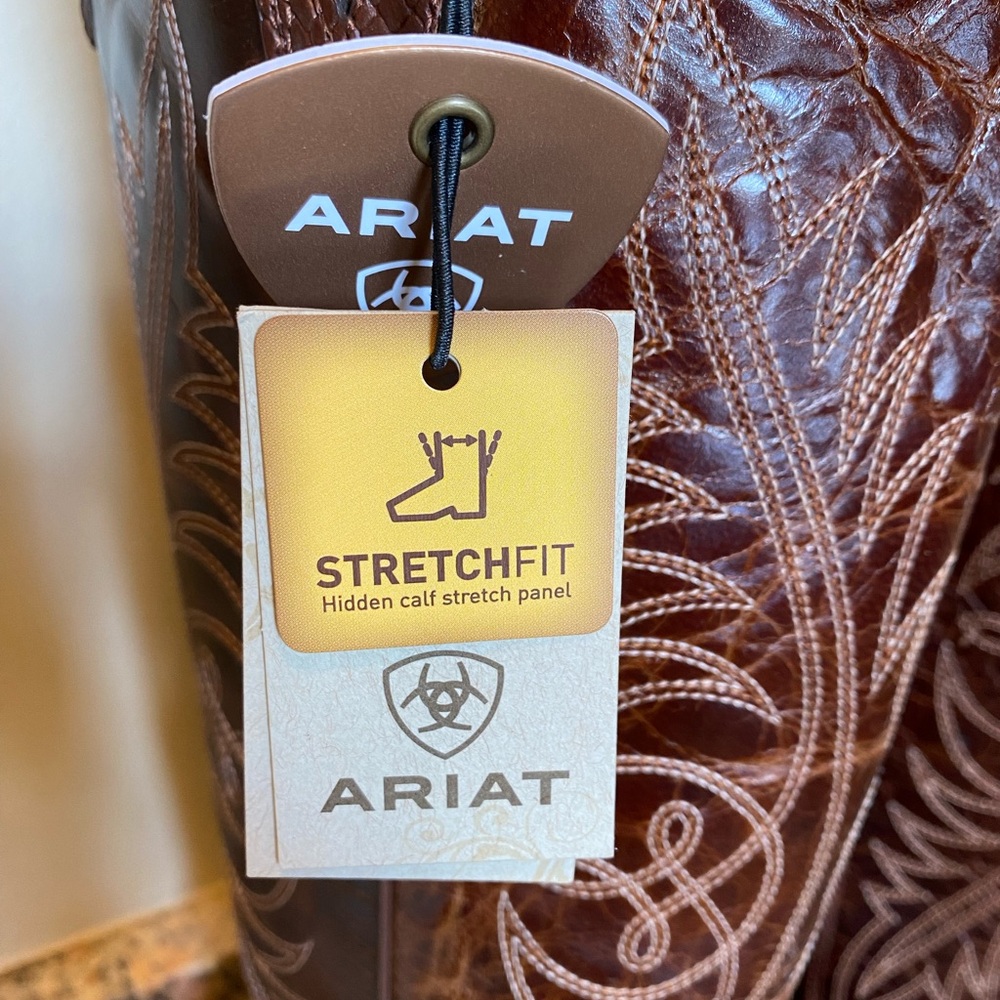 Ariat Dark Brown Leather Boots with Stitching - Picture 9 of 12
